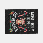 トナカイ一家のクリスマスXを愛撫する可能性が最も高い フリースブランケット (正面(横))