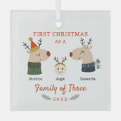 トナカイ三種初めてのクリスマス ガラスオーナメント (正面)