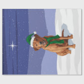 トナカイ与えのうさぎの雪だるまニンジンの鼻 ラッピングペーパー (フラット)