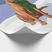 トナカイ与えのうさぎの雪だるまニンジンの鼻 ラッピングペーパー (角)