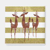 トナカイ中世紀金ゴールドと白ストライプの色 マグネット (正面)