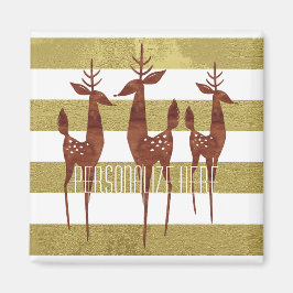 トナカイ中世紀金ゴールドと白ストライプの色 マグネット