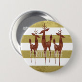 トナカイ中世紀金ゴールドと白ストライプの色 缶バッジ (正面&裏面)