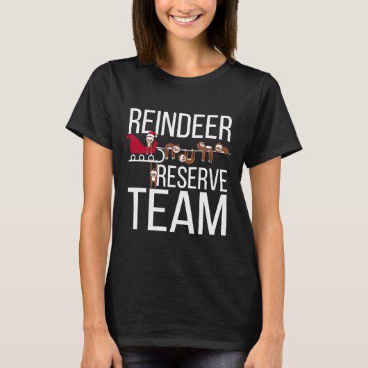 トナカイ予約チームおもしろいスロッスクリスマス Tシャツ (正面)