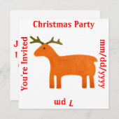 トナカイ人形招待状テンプレート 招待状 (正面/裏面)