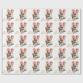 トナカイ付きクリスマスコルギ〔雄ジカの〕枝角 ラッピングペーパー (フラット)