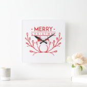 トナカイ付きクリスマスデザイン スクエア壁時計 (ホーム)