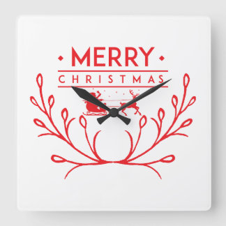 トナカイ付きクリスマスデザイン スクエア壁時計