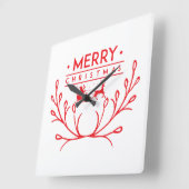 トナカイ付きクリスマスデザイン スクエア壁時計 (傾斜)