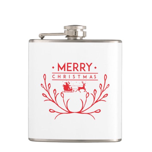 トナカイ付きクリスマスデザイン フラスク (正面)