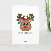 トナカイ付きクリスマスピックボールカスタム、文字 カード (裏面)