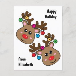 トナカイ付きクリスマスピックボールカスタム、文字 ポストカード