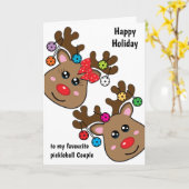 トナカイ付きクリスマスピックルカスタムボール、文字C カード (黄色い花)