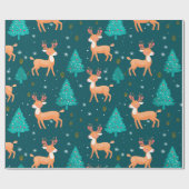トナカイ付きクリスマスラッピング紙 ラッピングペーパー (フラット)