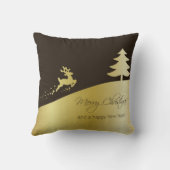 トナカイ付きゴールデンクリスマスツリー クッション (裏面)