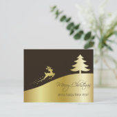 トナカイ付きゴールデンクリスマスツリー シーズンポストカード (スタンド正面)