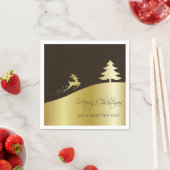トナカイ付きゴールデンクリスマスツリー スタンダードカクテルナプキン (インサイチュ)