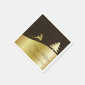 トナカイ付きゴールデンクリスマスツリー スタンダードカクテルナプキン (角)