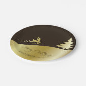 トナカイ付きゴールデンクリスマスツリー ペーパープレート (アングル)