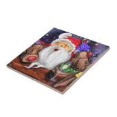トナカイ付きサンタおもしろいークリスマスセラミックタイル タイル (側面)