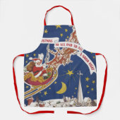 トナカイ付きヴィンテージクリスマスサンタ飛んでいるクロース エプロン (正面)