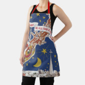 トナカイ付きヴィンテージクリスマスサンタ飛んでいるクロース エプロン (インサイチュ)