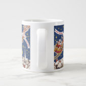 トナカイ付きヴィンテージクリスマスサンタ飛んでいるクロース ジャンボコーヒーマグカップ (裏面)