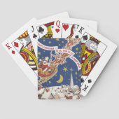 トナカイ付きヴィンテージクリスマスサンタ飛んでいるクロース トランプ (裏面)