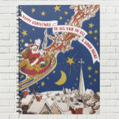 トナカイ付きヴィンテージクリスマスサンタ飛んでいるクロース ノートブック