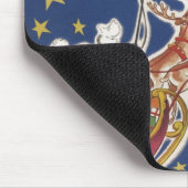 トナカイ付きヴィンテージクリスマスサンタ飛んでいるクロース マウスパッド (コーナー)