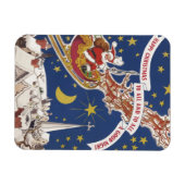 トナカイ付きヴィンテージクリスマスサンタ飛んでいるクロース マグネット (横)