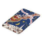 トナカイ付きヴィンテージクリスマスサンタ飛んでいるクロース マグネット (左側)