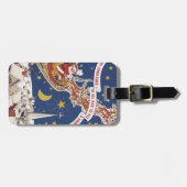 トナカイ付きヴィンテージクリスマスサンタ飛んでいるクロース ラゲッジタグ (正面横)