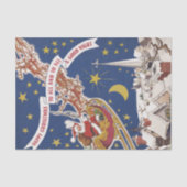 トナカイ付きヴィンテージクリスマスサンタ飛んでいるクロース 薄葉紙 (正面)