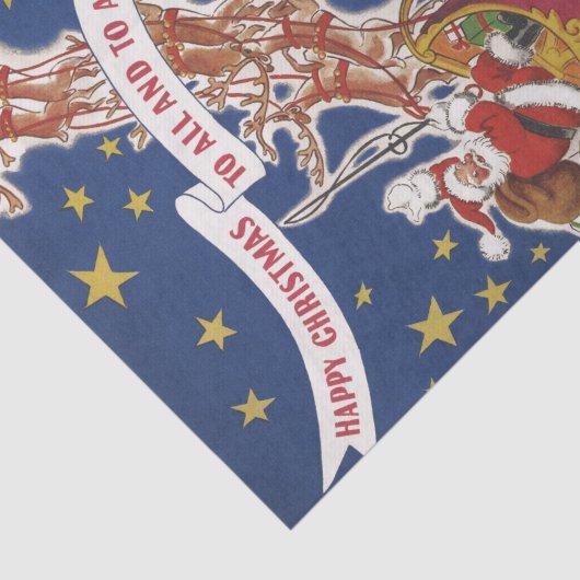 トナカイ付きヴィンテージクリスマスサンタ飛んでいるクロース 薄葉紙 (詳細)