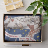 トナカイ付きヴィンテージクリスマスサンタ飛んでいるクロース 薄葉紙 (ギフト)