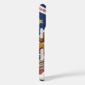 トナカイ付きヴィンテージクリスマスサンタ飛んでいるクロース Case-Mate iPhoneケース (裏面 / 右)