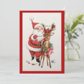 トナカイ付きヴィンテージクリスマスサンタ シーズンカード (スタンド正面)