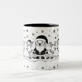 トナカイ付き白黒サンタクロース ツートーンマグカップ (中央)