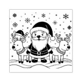 トナカイ付き白黒サンタクロース ラバースタンプ (インプリント)