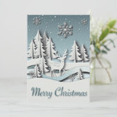 トナカイ付き3D冬シーンクリスマスカード シーズンカード (スタンド正面)