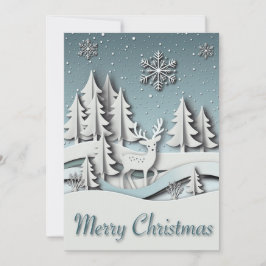 トナカイ付き3D冬シーンクリスマスカード シーズンカード