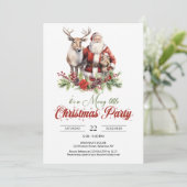 トナカイ伝統的と子供がいるサンタクロース 招待状 (スタンド正面)