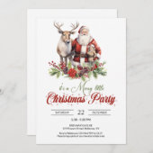 トナカイ伝統的と子供がいるサンタクロース 招待状 (正面/裏面)