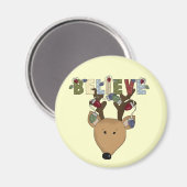 トナカイ信じホリデークリスマス マグネット (正面/裏面)