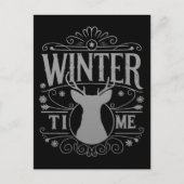 トナカイ冬の時間クリスマスシーズンのグラフィック ポストカード (正面)