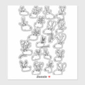 トナカイ冬ホリデーズラインアートスケッチステッカー シール (シート)