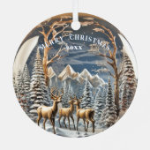 トナカイ冬山 メタルオーナメント (裏面)