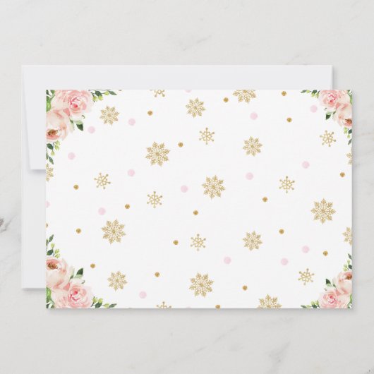 トナカイ冬金ゴールド雪片誕生日写真 招待状 (裏面)