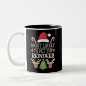 トナカイ分隊の家族のジョークを愛撫する可能性が最も高い ツートーンマグカップ (左)